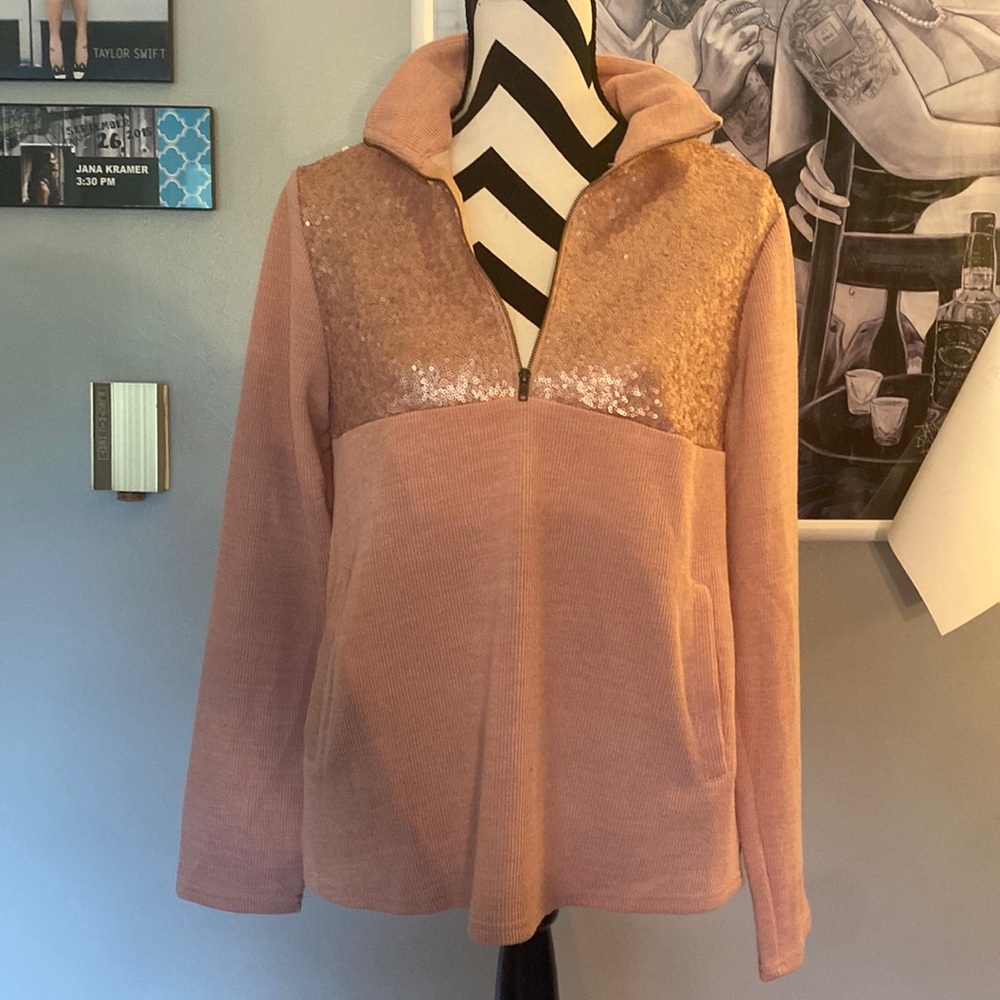 Andree sequin half zip